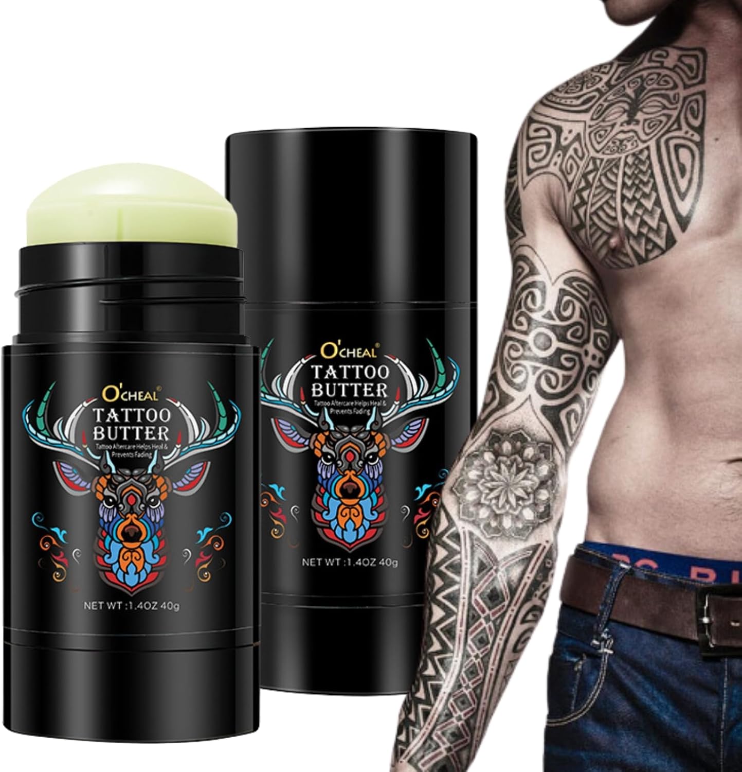 Tattoo Aftercare Balm - Tattoo Aftercare Cream - Tattoo Moisturiser - Color Brightener & Enhancing Tattoo Butter - Best Tattoo Aftercare Products - Moisturizing,Nourishing,Repairing（40g)
