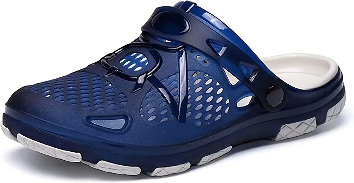 Hitmars Mens Clogs Lightweight Garden Shoes Breathable Clogs Beach Slippers Slip On Mules Pool Beach Yard for Men Black Blue Yellow Size US 7-13