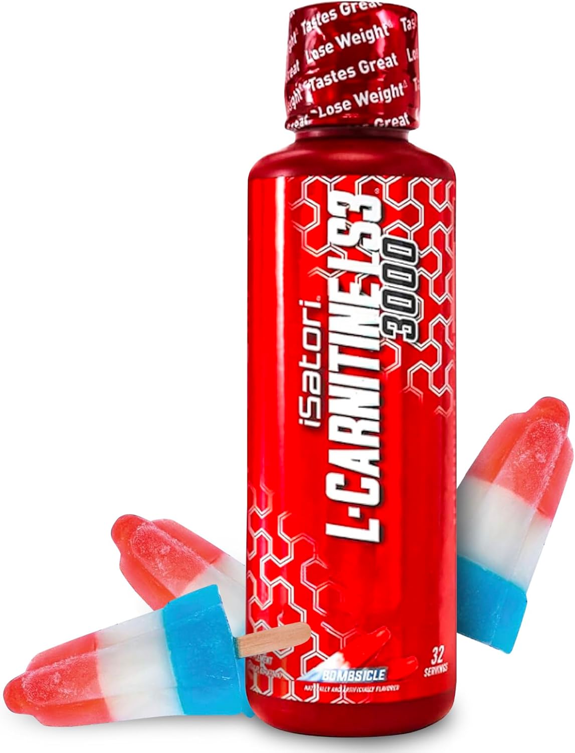 iSatori L-Carnitine LS3 3000, Liquid L-Carnitine with Acetyl L-Carnitine, L-Carnitine L-Tartrate, Stimulant Free Pre Workout, Low Calories, Sugar, Gluten, Keto-Friendly, Bombsicle Flavor (32 Servings)