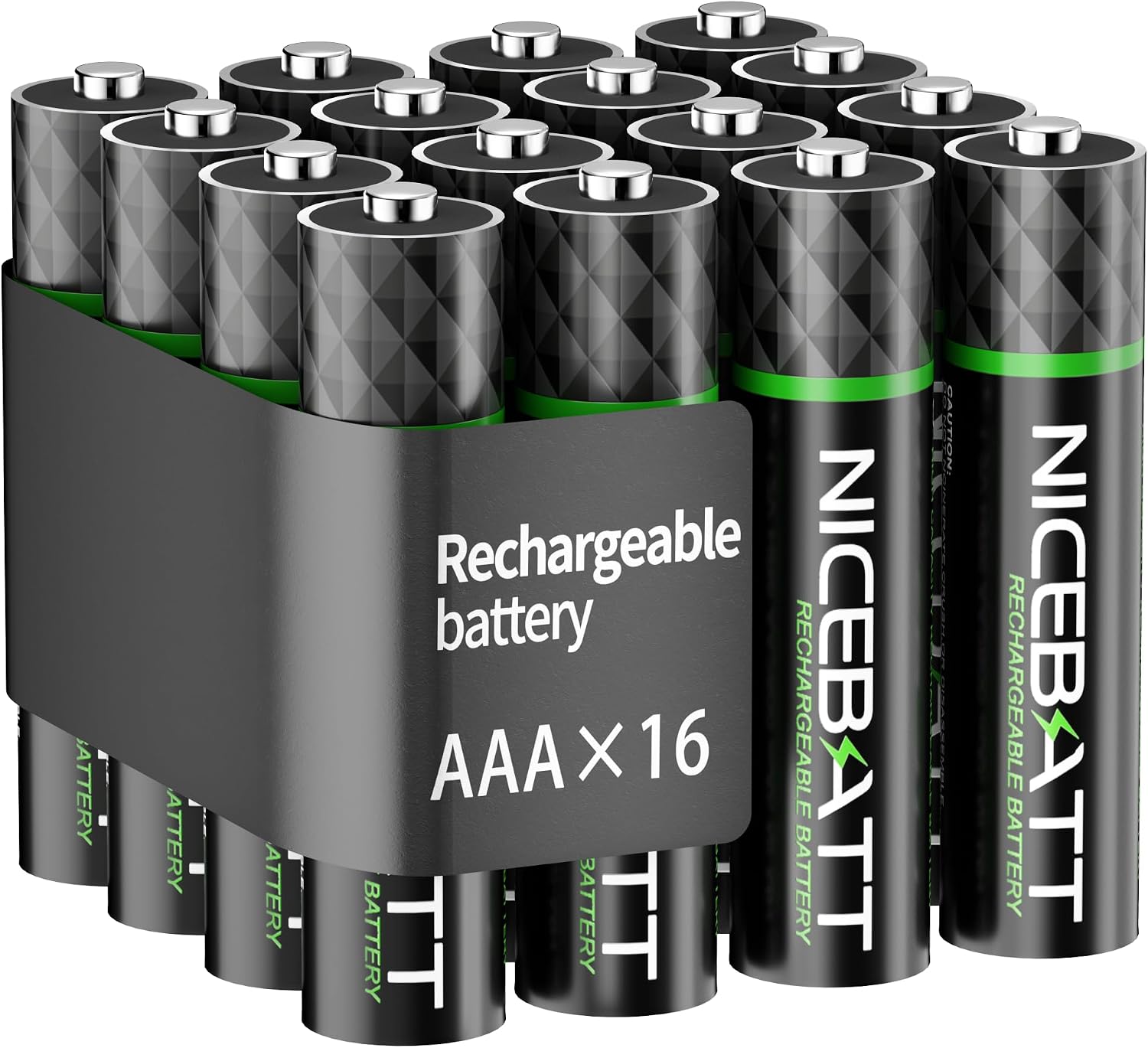 NICEBATT Rechargeable AAA Batteries 1100mAh, Premium NiMH Triple A Battery Low Self Discharge -16 Count