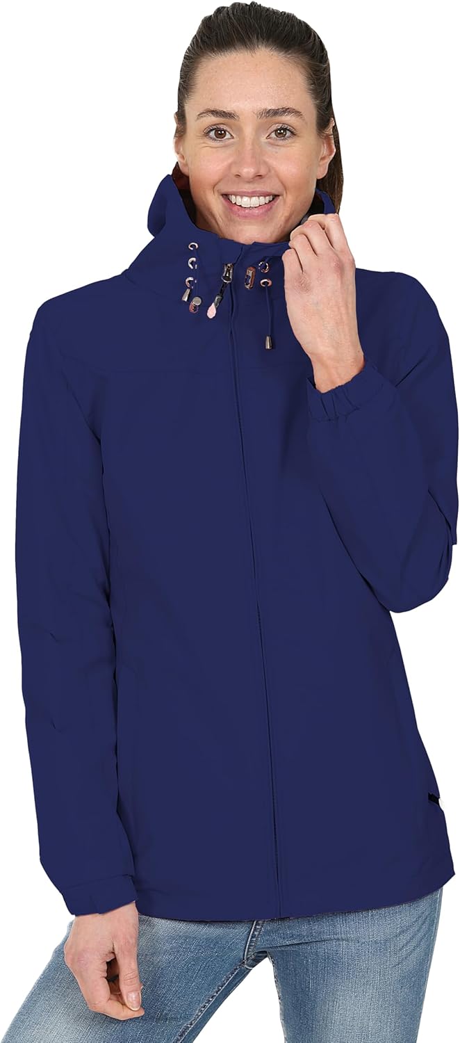 Blu Apparel Women's Waterproof Rain Hooded Jacket Windbreaker Hiking Walking Coat Spring Jackets