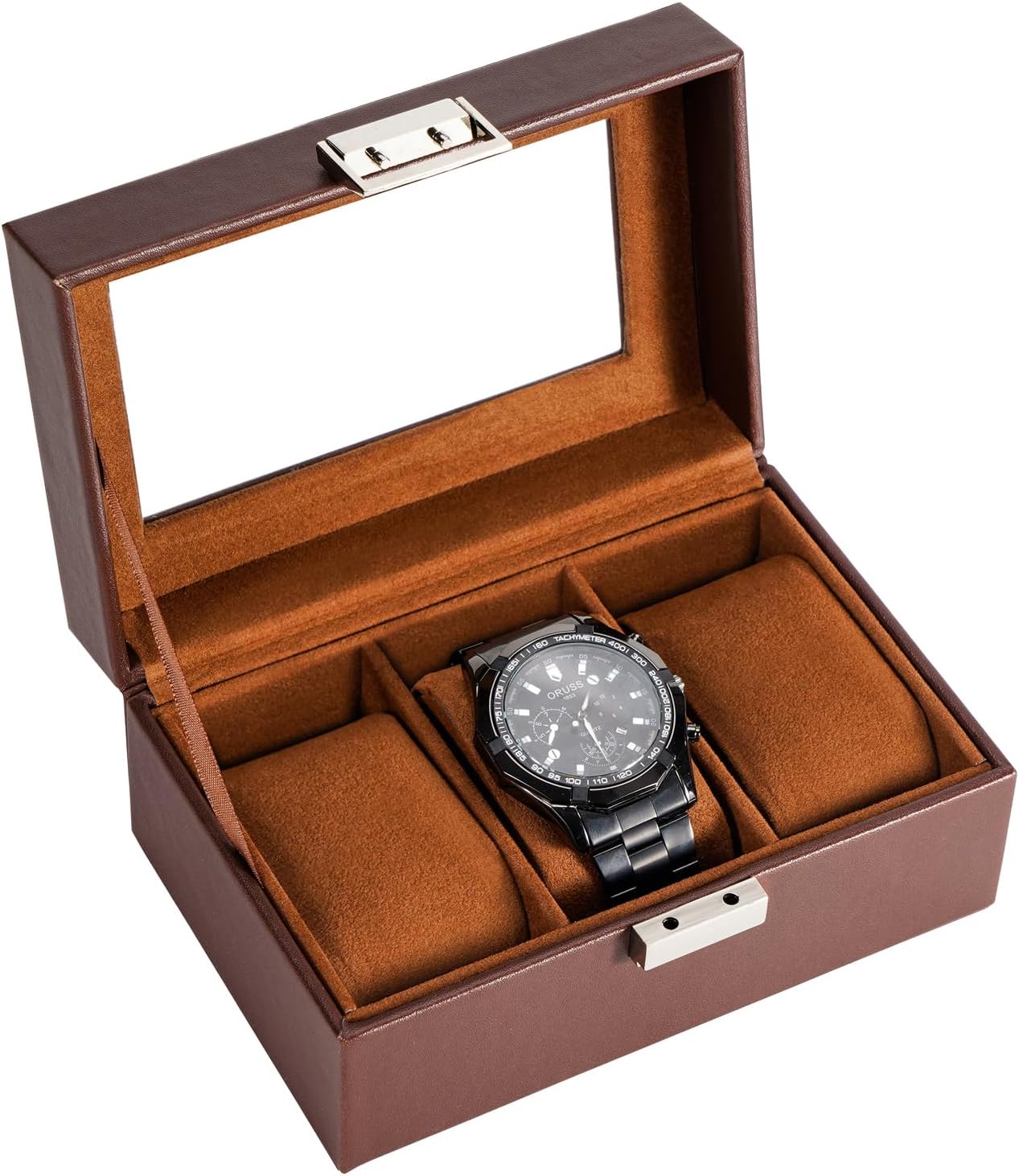 ProCase Watch Box, 3 Slot Mens Watch Display Case, Espresso