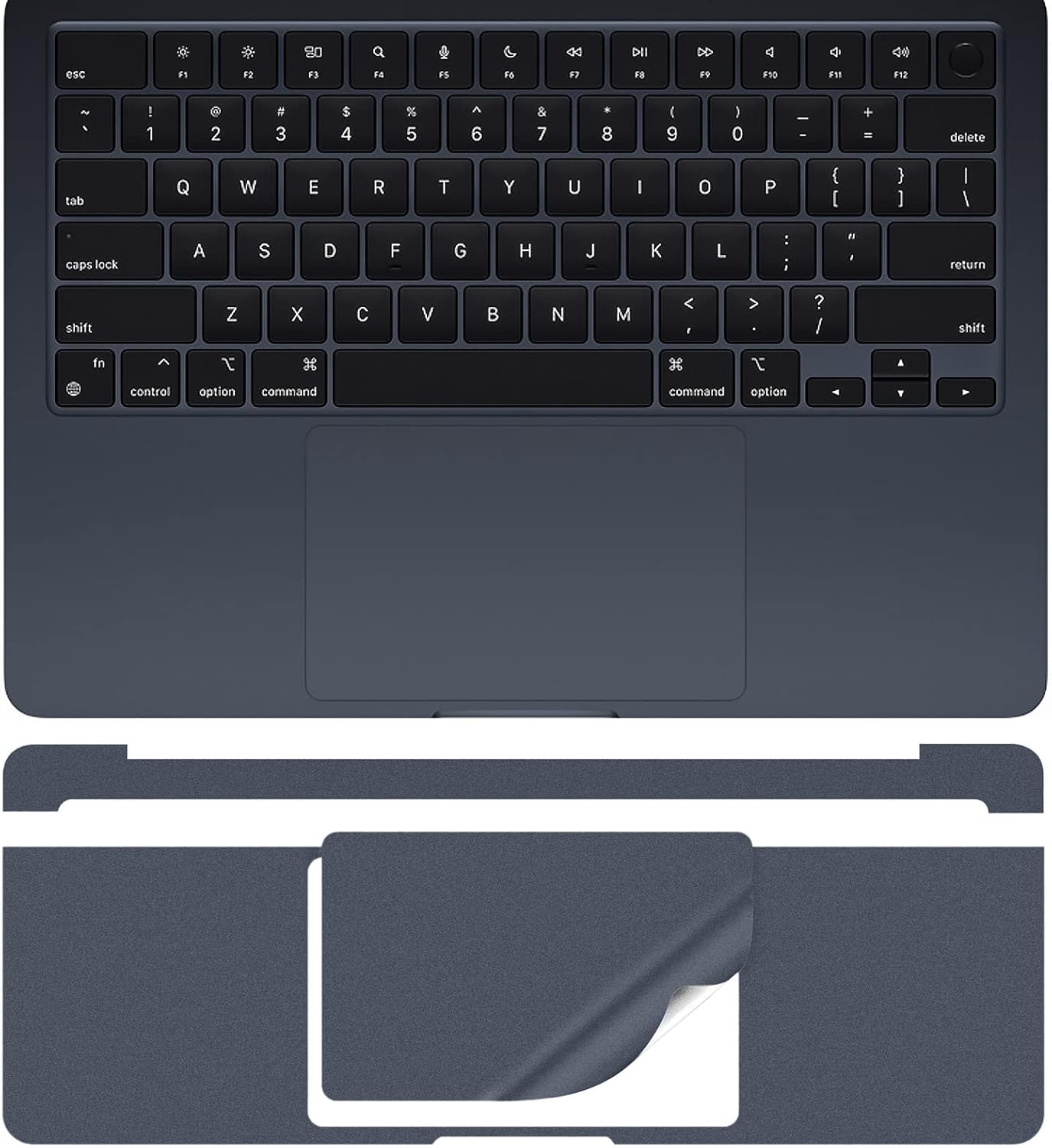 CaseBuy Full Body Palm Rest Protector(3 in 1) for 2025-2022 MacBook Air M2 M3 M4 13.6" A2681 A3113 A3240 Anti-Scratch Keyboard Protective Skin Cover for M2 M3 M4 MacBook Air 13.6" -Midnight
