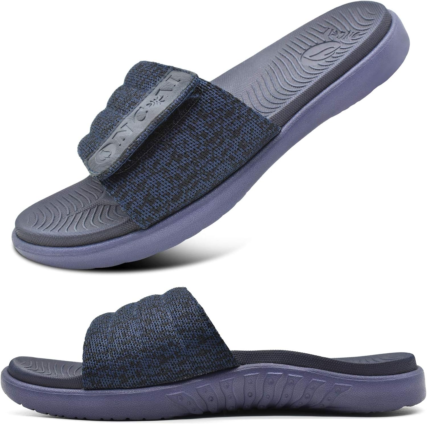 ONCAI Mens Sandals, Arch Support Sport Slides Open Toe Adjustable Straps Orthotic Cushioned Footbed for Plantar Fasciitis Rubber Soles Size 6.5-14