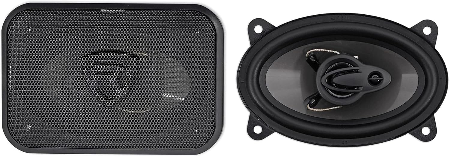 Rockville RV46.3A 4x6" 3-Way Car Speakers, 500W, Rich Bass, CEA Rated, Polypropylene Woofer, Butyl Surround, With Grilles, Perfect for Car Audio