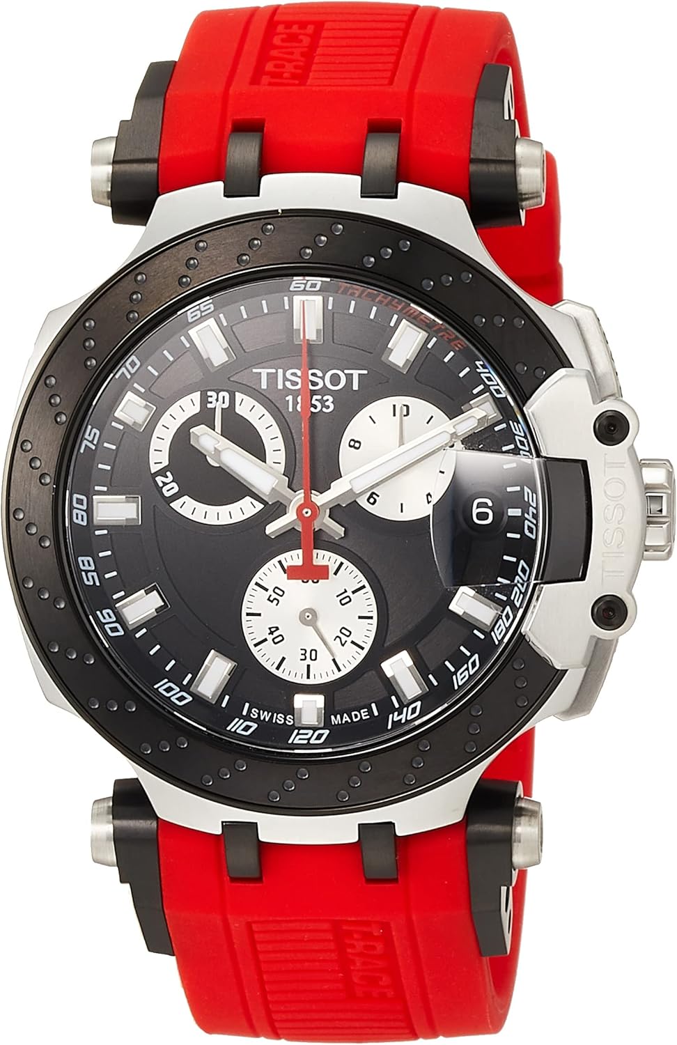 Tissot Men's T-Race Chrono Quartz Stainless Steel Casual Watch Red T1154172705100, Red, Quartz Movement