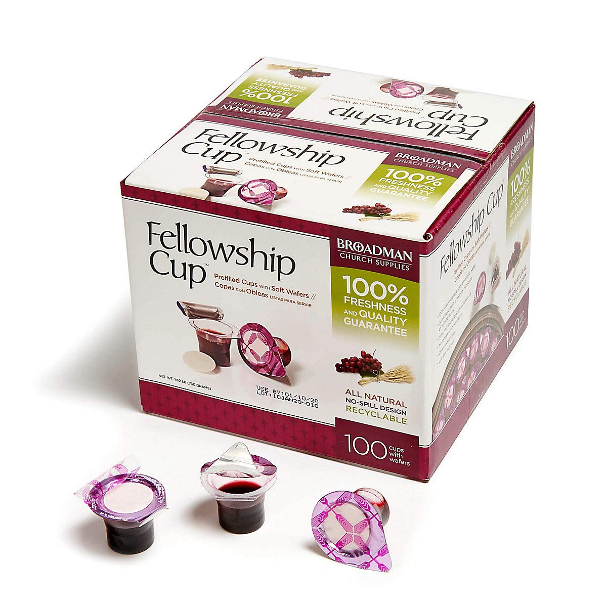 Broadman Pre-filled Communion Fellowship Cup Juice and Wafer Set, 100 Count