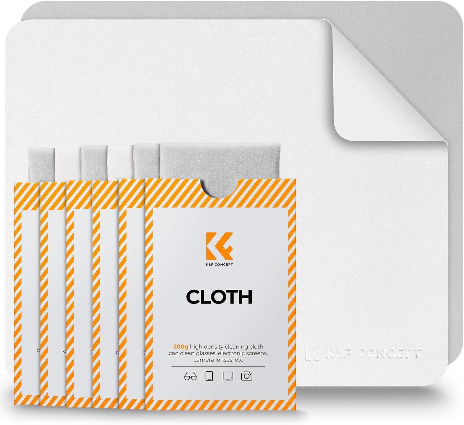 K&F CONCEPT 20 Pack Lens Cleaning Cloth | Microfiber Cleaning Cloth | Camera Lens Cleaner | Camera Lens, Glasses, VR/AR Headset, and Screen Cleaning | White & Grey
