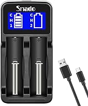 Intelligent Charger, Snado LCD Display Universal Smart Charger for Rechargeable Li-ion Batteries 18650 18490 18350 17670 17500 16340 14500, Ni-MH/Ni-Cd A AA AAA Batteries (2 Slots)