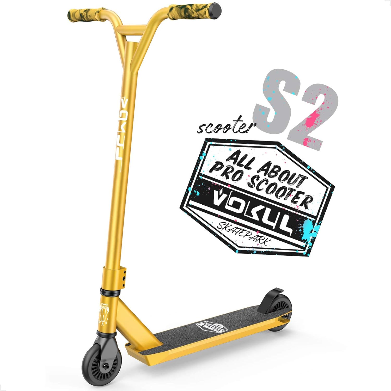 VOKUL Complete Pro Scooter for Kids Boys Girls Teens Up 6 Years - Freestyle Tricks Pro Stunt Scooter - High Performance Gift for Skatepark Street Tricks