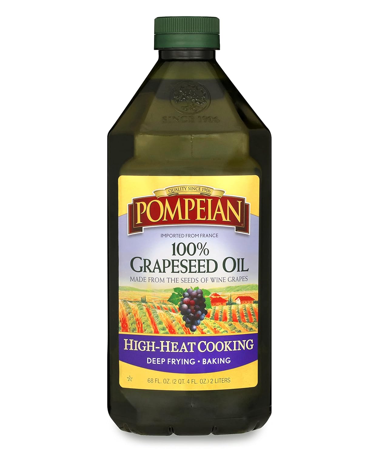 Pompeian 100% Grapeseed Oil, Light and Subtle Flavor, 68 Fl Oz
