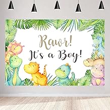 Aperturee Dinosaur It's a boy Baby Shower Backdrop 5x3ft Oh Boy Tropical Palm Leaves Jungle Photography Background Kids Newborn Cake Table Banner Party Decoration Photo Booth Studio Props Favors