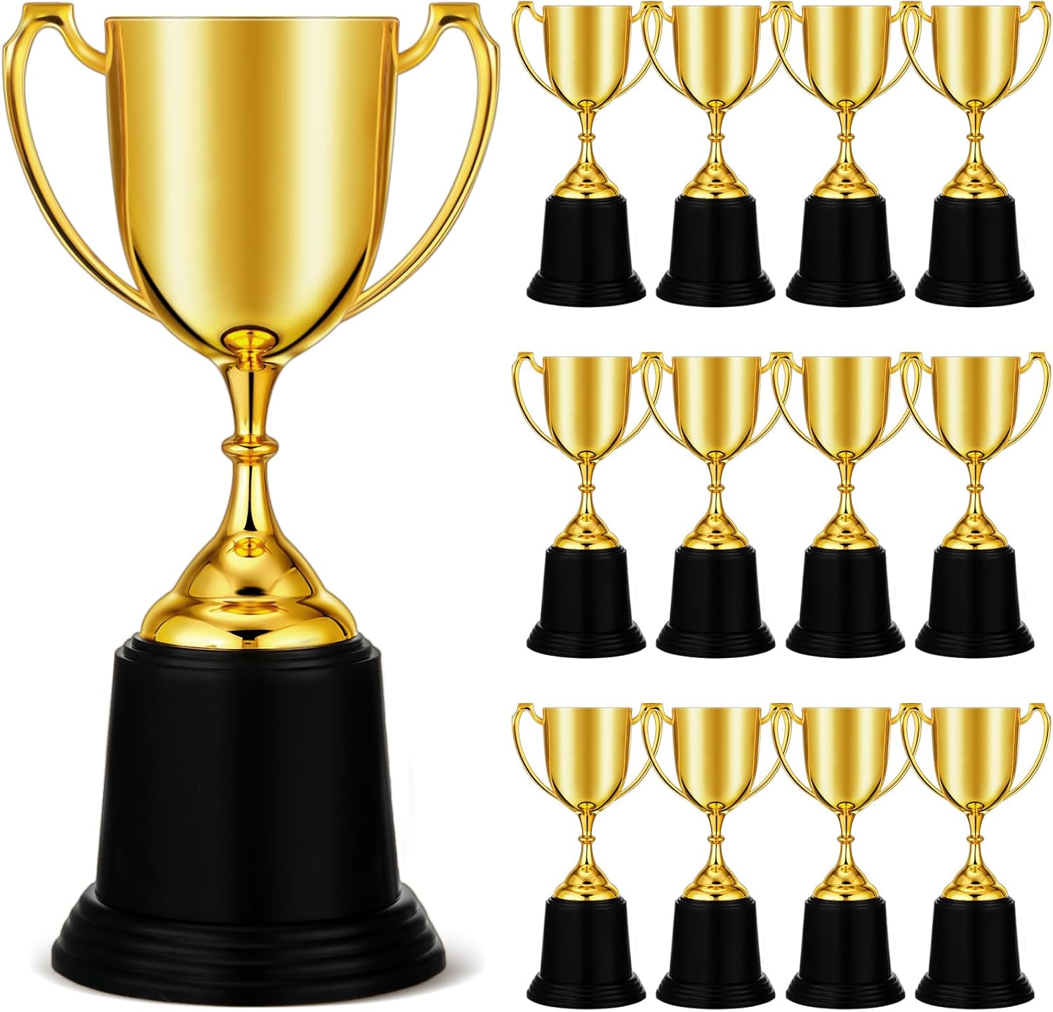 9 Inch Gold Trophy Award Gold Award Cup Employee Coworker Appreciation Gifts Golden Plastic Trophy for Thank You Teacher Nurse Volunteer Men Women Rewards Party