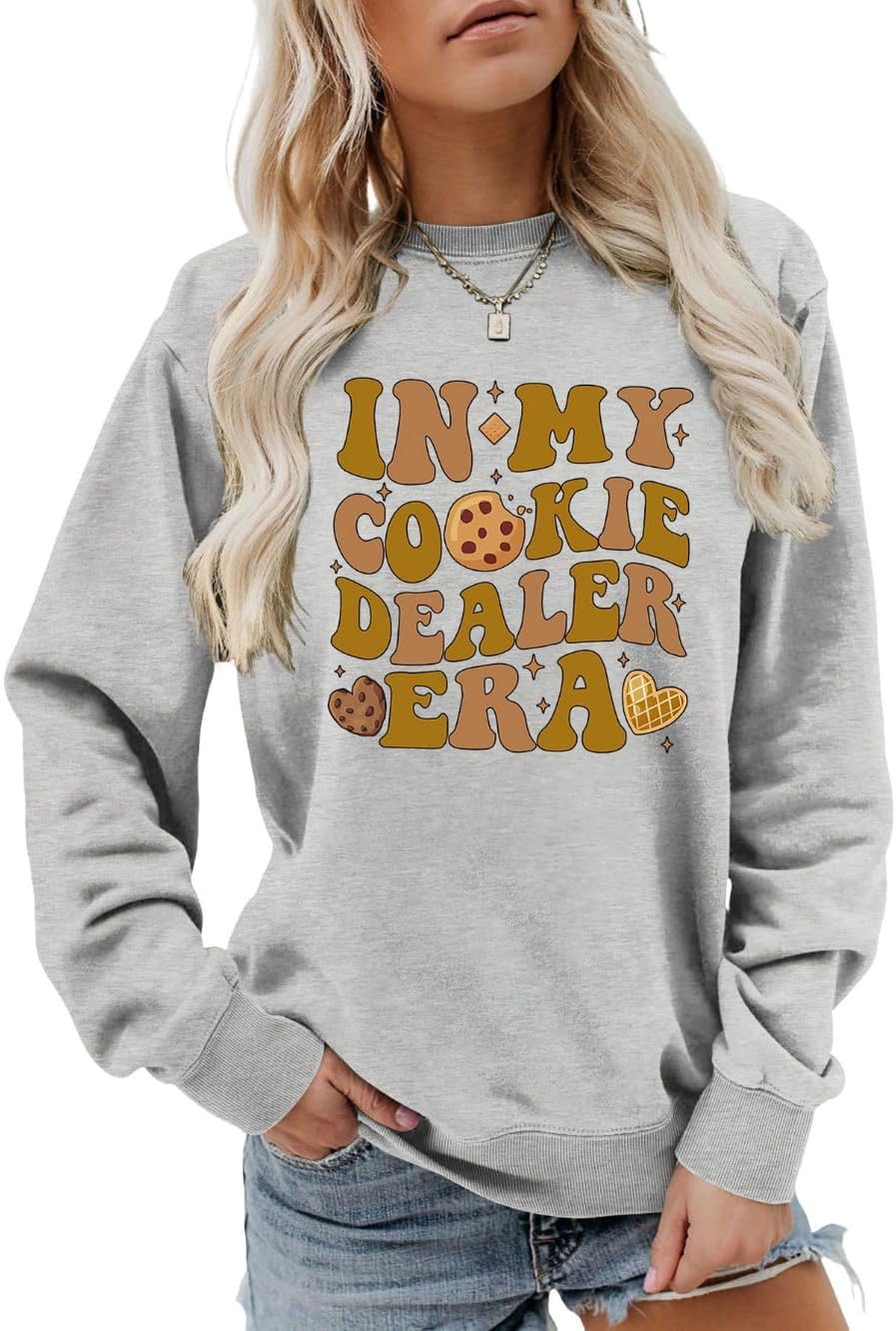 in My Cookie Dealer Era Sweatshirt Funny Cookie Dealer Girls Shirt Women Crewneck Graphic Pullover Top Cookie Mom Gift