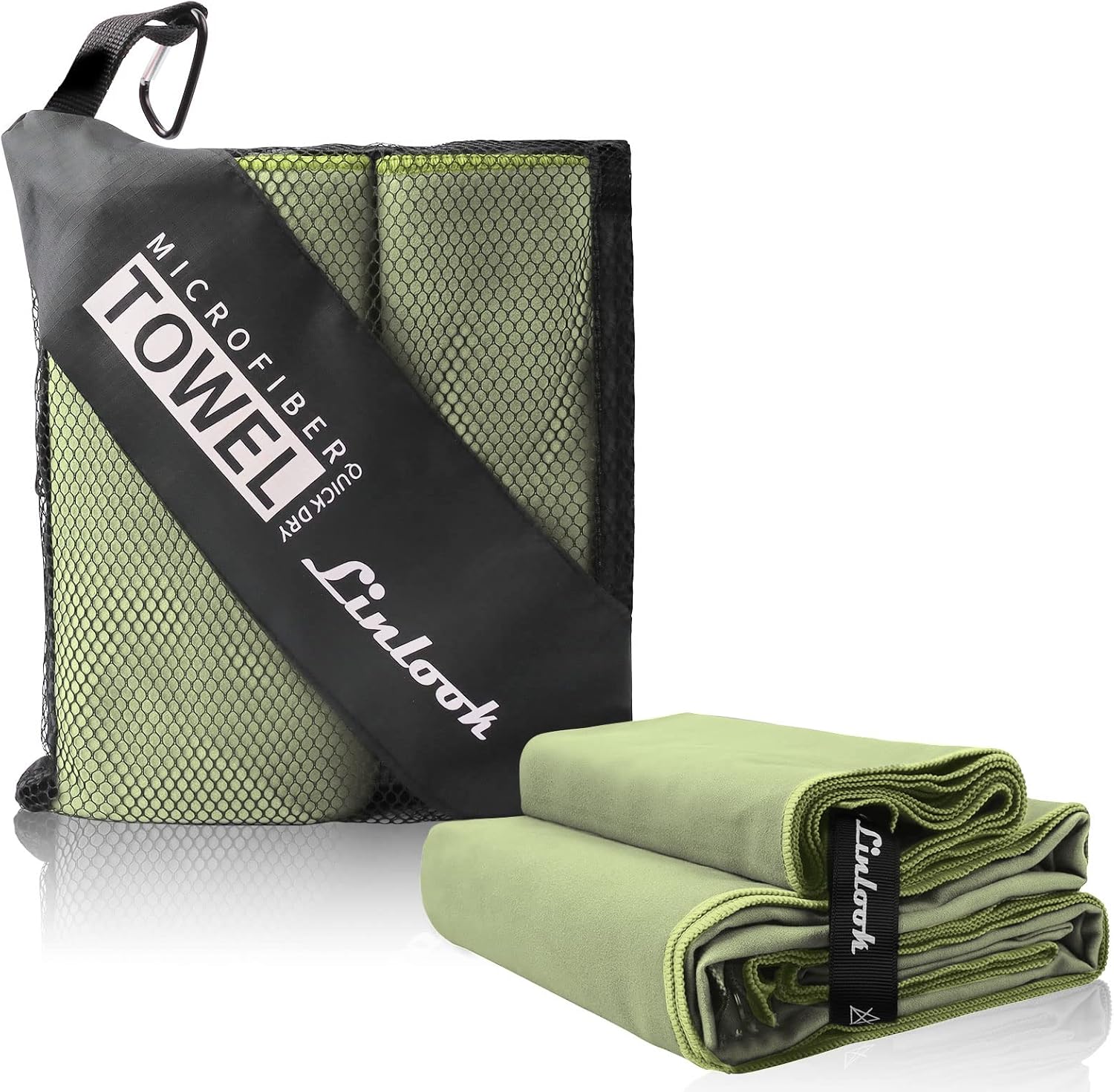 Linlook Microfibre Towel Set (160 x 80 cm Large Bath Towel + 80 x 40 cm Small Hand Towel) - Soft and Lightweight Beach Towel - Quick Drying Sports Gym Towel - Compact Swimming Camping Towel