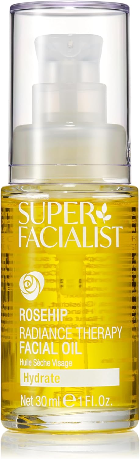 Super Facialist Rose Brighten & Refine Face Oil - Wonder Blend of Aromatherapy Oil for Dry & Sensitive Skin, Gentle Pre Cleanser or Nourishing Treatment to Plump Skin, Vegan Friendly, 30ml