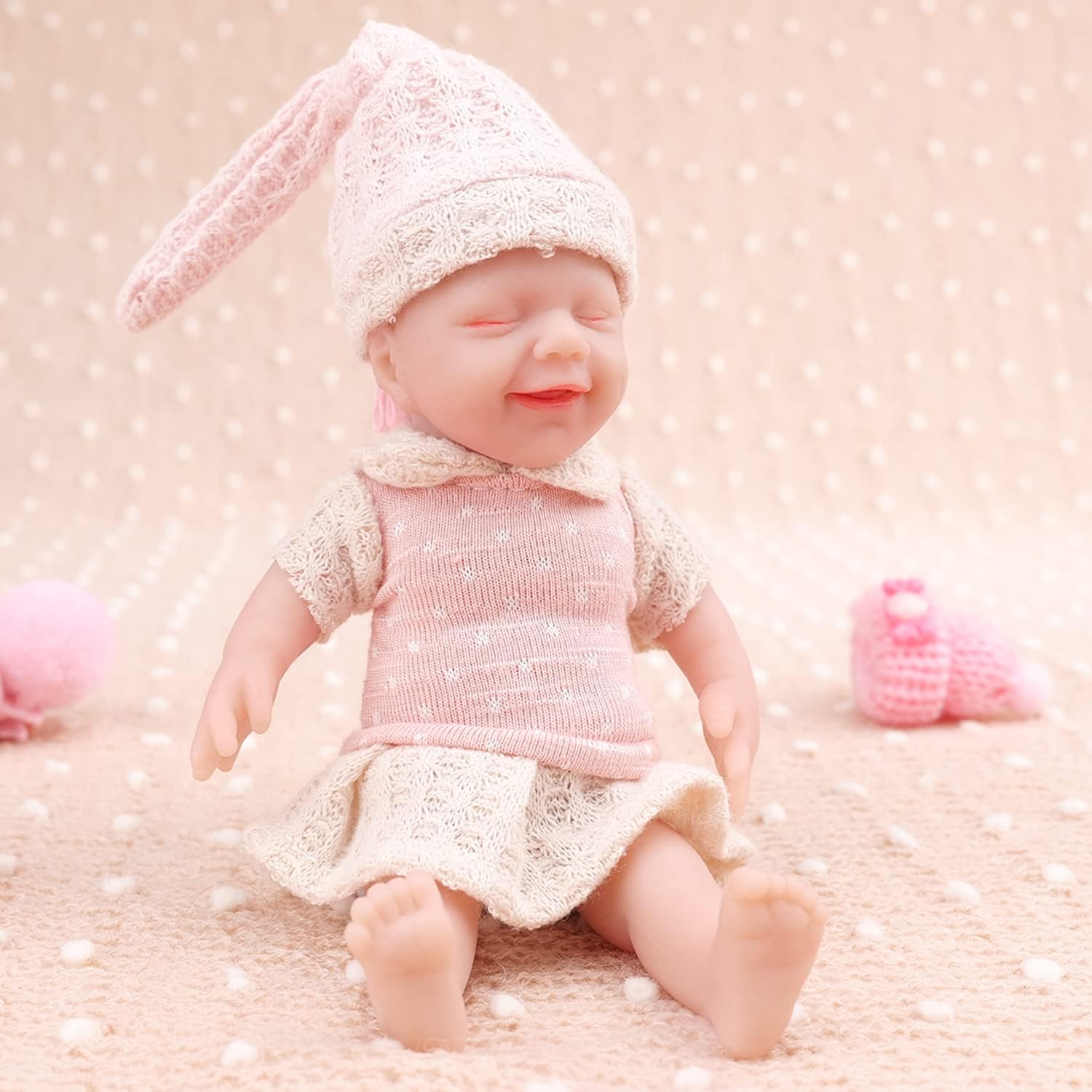 IVITA Mini Full Body Silicone Reborn Baby Doll - Newborn Girl (WG1579-16cm-130g-Girl)