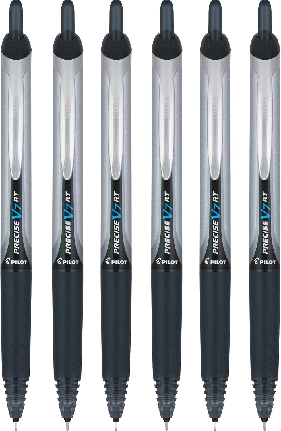 Pilot Precise V7 RT Retractable Rolling Ball Pens, Fine Point, Black Ink, 6 Pack