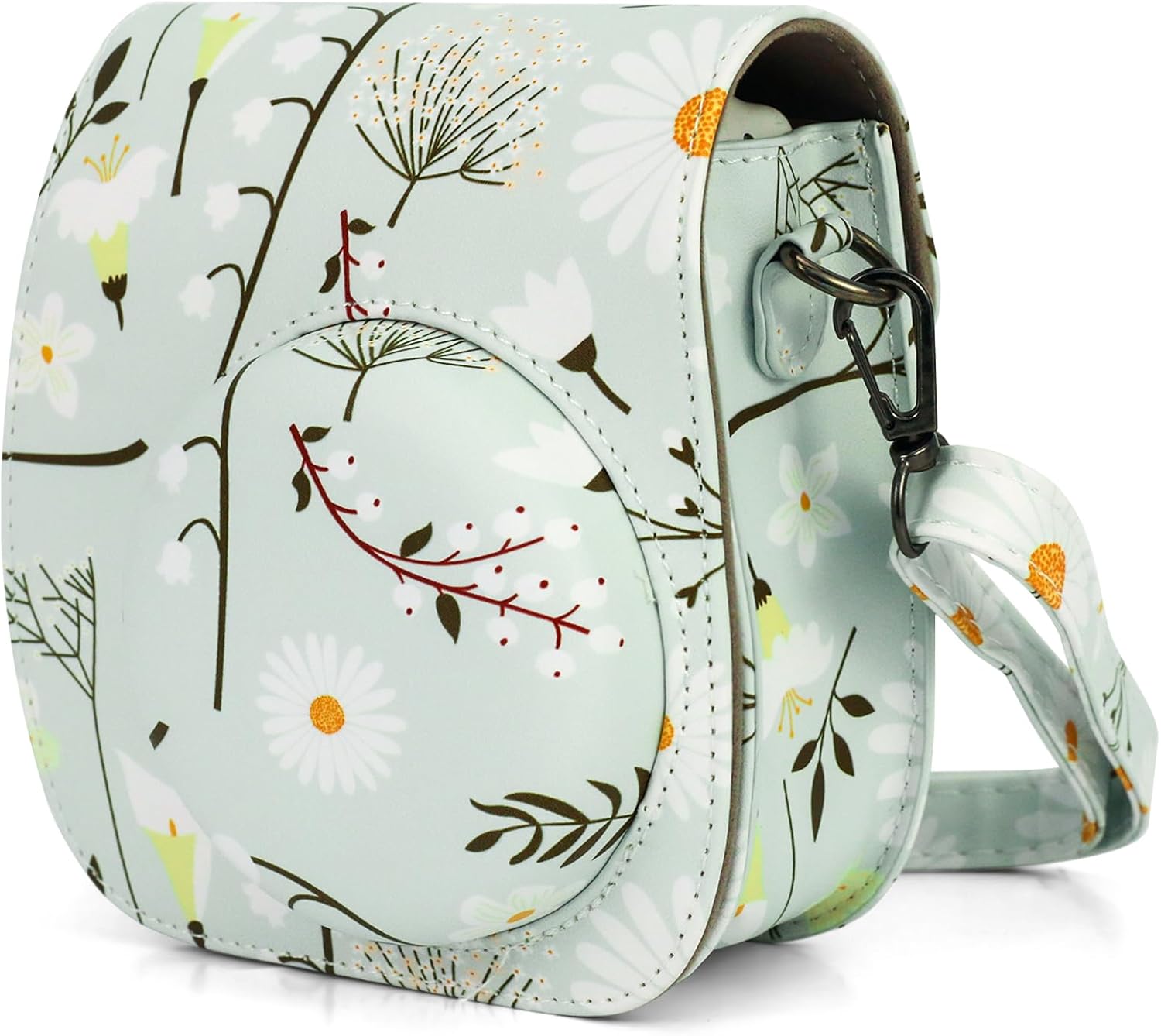 Camera Case Compatible with Fujifilm Instax Mini 11 12 Instant Film Camera with Accessory Pocket and Adjustable Strap (Chrysanthemum)