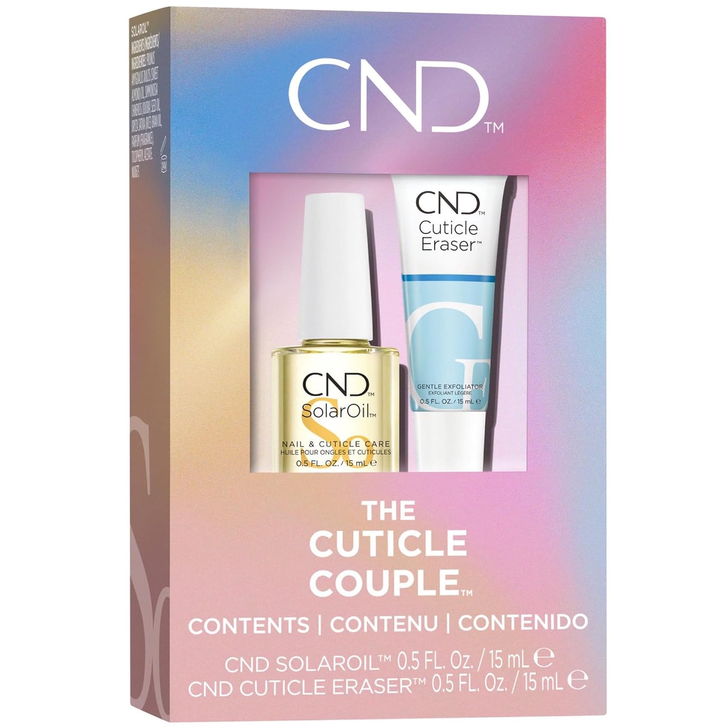 CND The Cuticle Couple, SolarOil + Cuticle Eraser, 0.5 fl oz