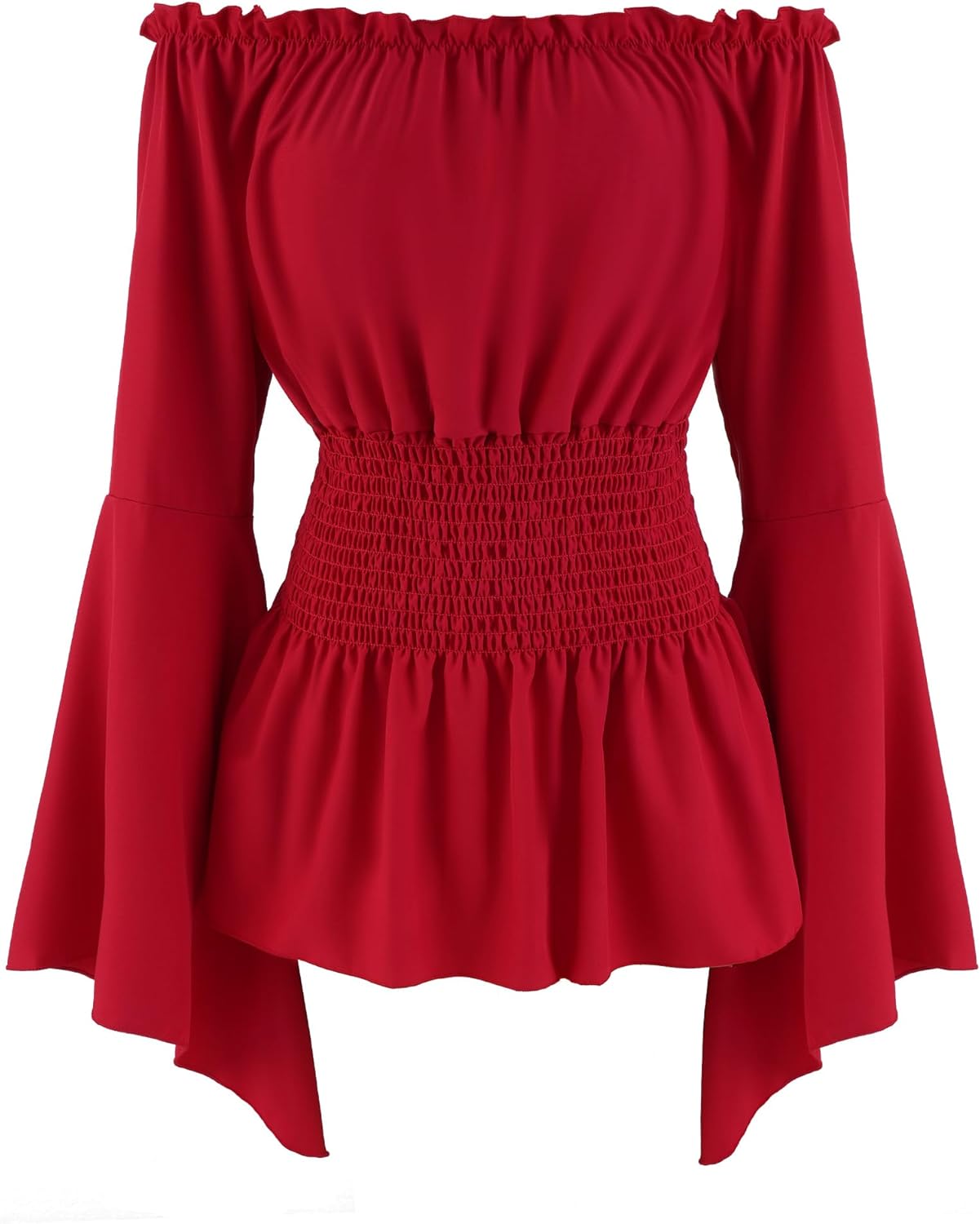 SEAUR Ladies Renaissance Medieval Tops Bell Sleeve Carmen Blouse Pirate Blouse Off Shoulder Ruffle Blouse Birthday Party