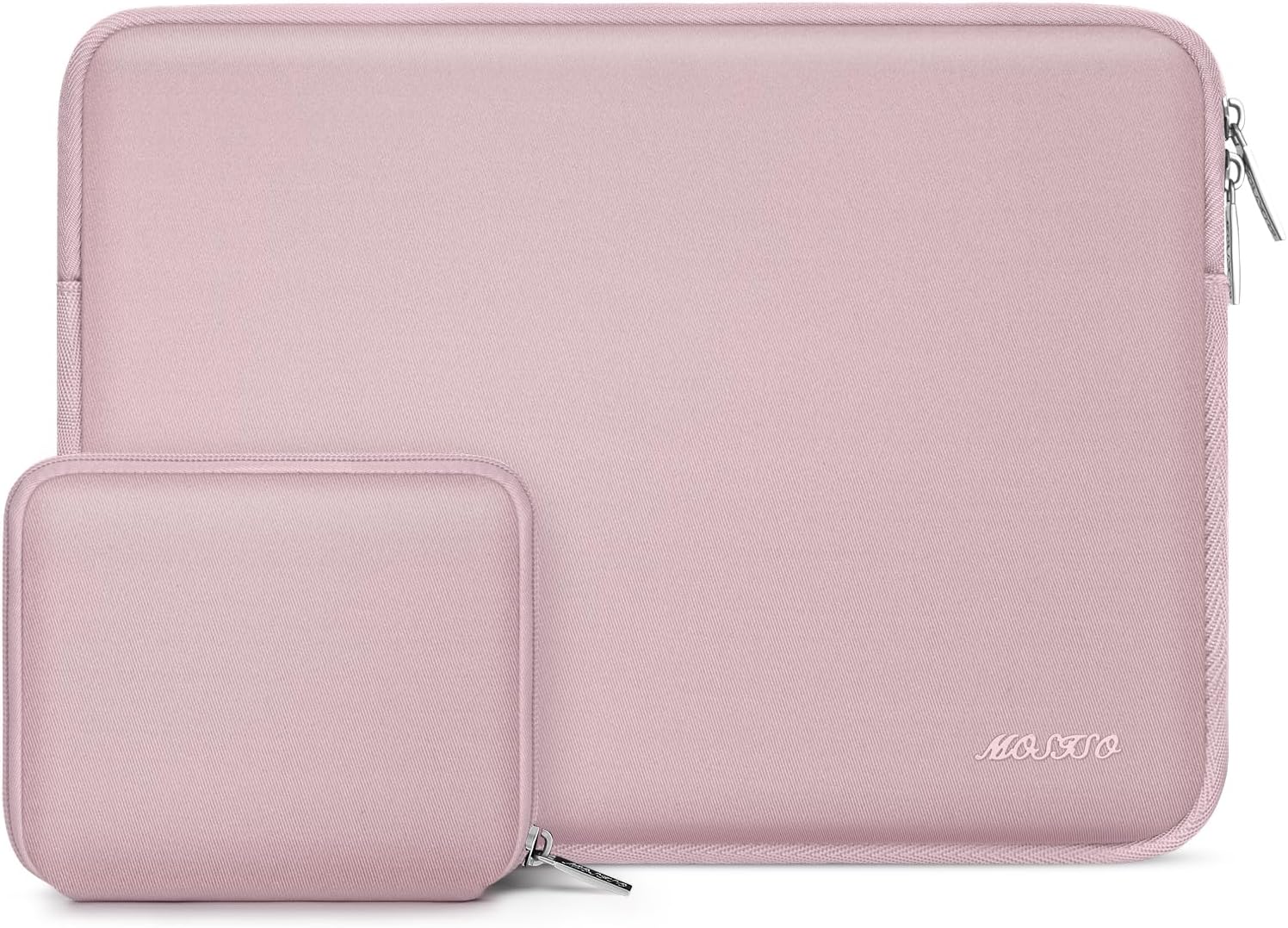 MOSISO 14 inch Laptop Case Neoprene Sleeve with Small Bag,Baby Pink | Carrying Case Compatible with Compatible with HP/Lenovo/Dell/ASUS/Acer 14,Portable,Scratch-resistant,Soft Slim Computer Bag