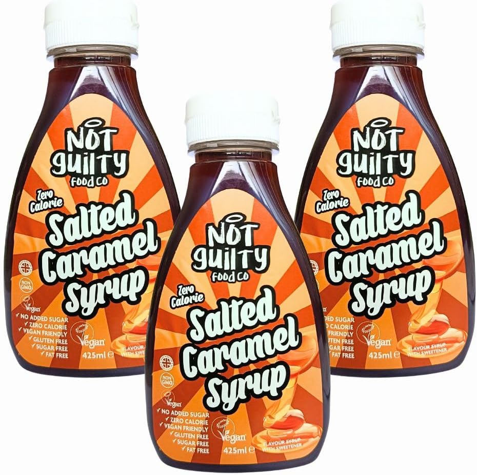 Not Guilty Zero Calorie Salted Caramel Syrup 425ml x 3, Sugar & Fat Free, Vegan Sweetener - Perfect for SkinnyCoffees and Smoothies with Welari Thank You Card | (3 Pack)