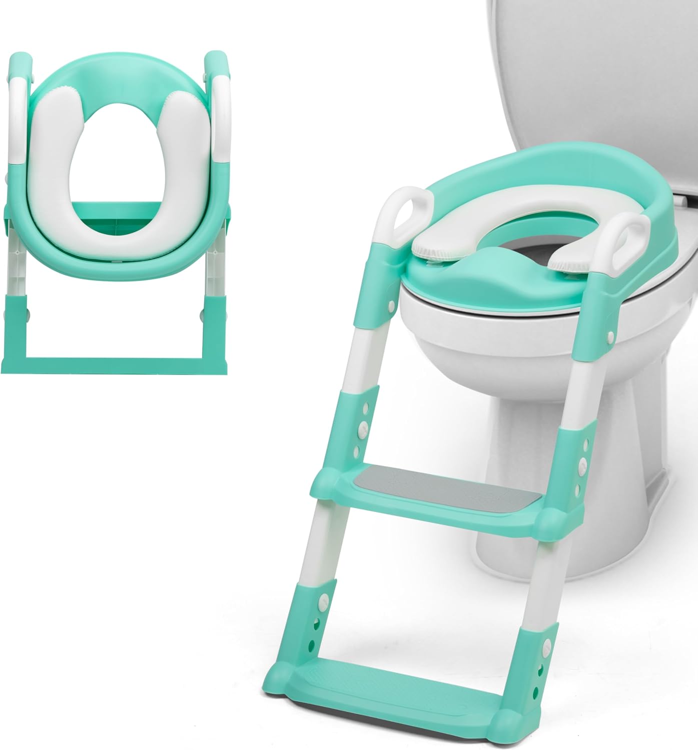 Crystals Portable Toddler Potty Training Seat with Step Ladder – Comfortable Child Toilet Seat for Boys & Girls, Foldable Anti-Slip Baby Urinal Chair for Kids Potty Training, Easy Step-Up for Home Use