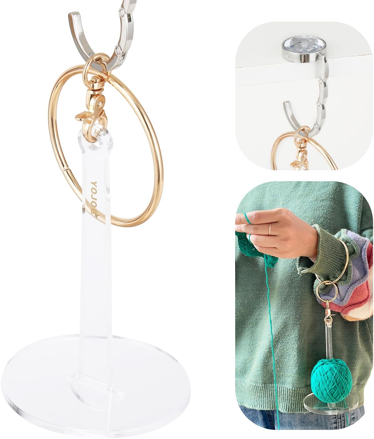 YOJOB Portable Wrist Yarn Holder for Crocheting & Knitting, Without Tangling Yarn Spinner for Yarn Balls and Cake, Ideal Crochet Gift for Crafters (Transparent)