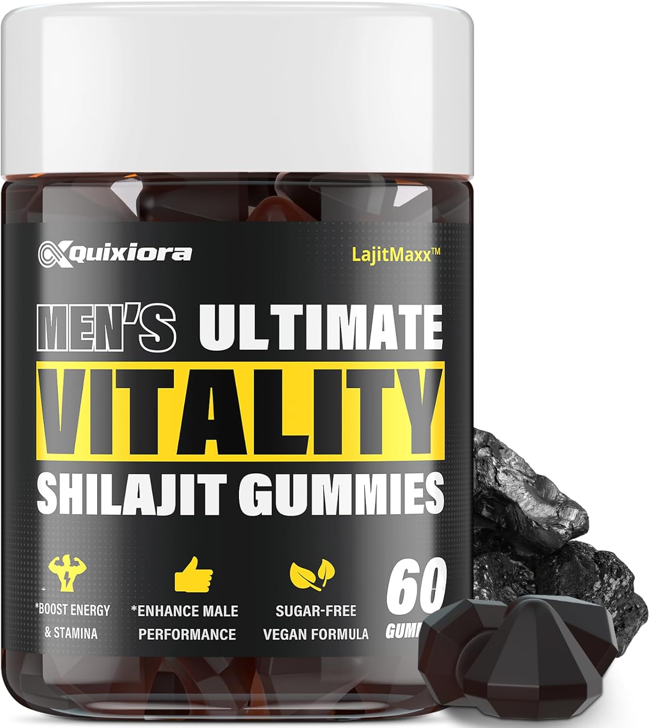Shilajit Gummies| Shilajit for Men – Diamond-Shaped, Shilajit Pure Himalayan Organic |High Potency|85+ Trace Minerals & Fulvic Acid| Shilajit Supplement | 60 Gummies