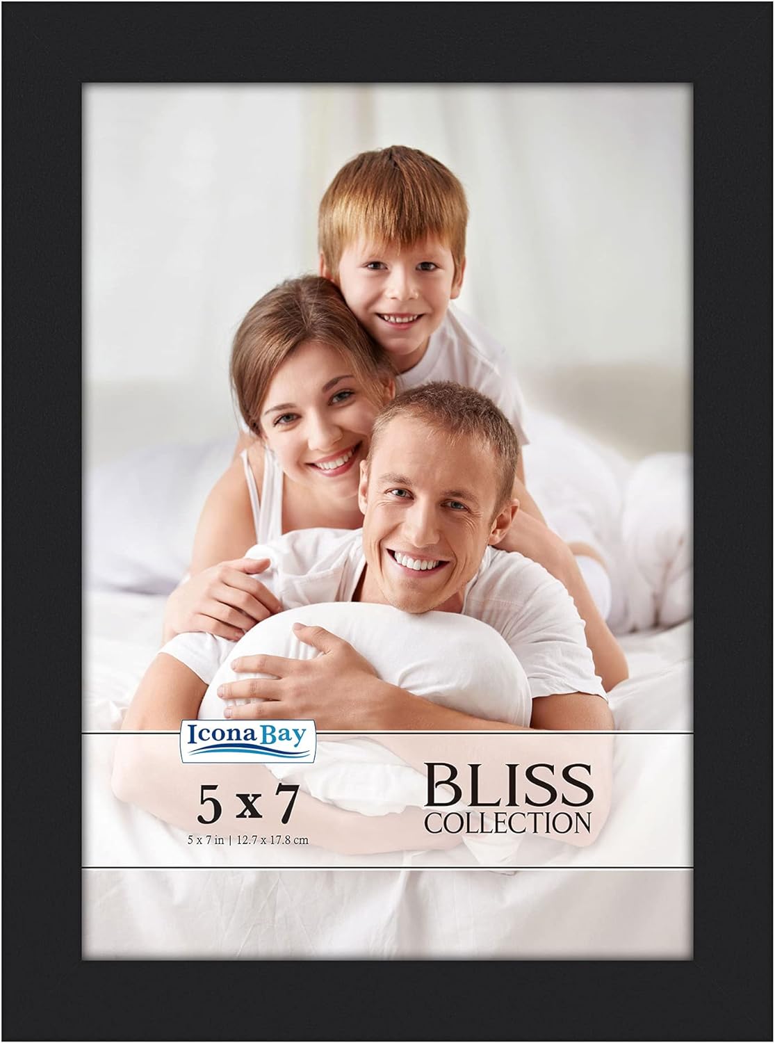 Icona Bay - 5x7 Black Picture Frame - Modern Style Engineered Wood Frame - Table Top or Wall Mount - Bliss Collection