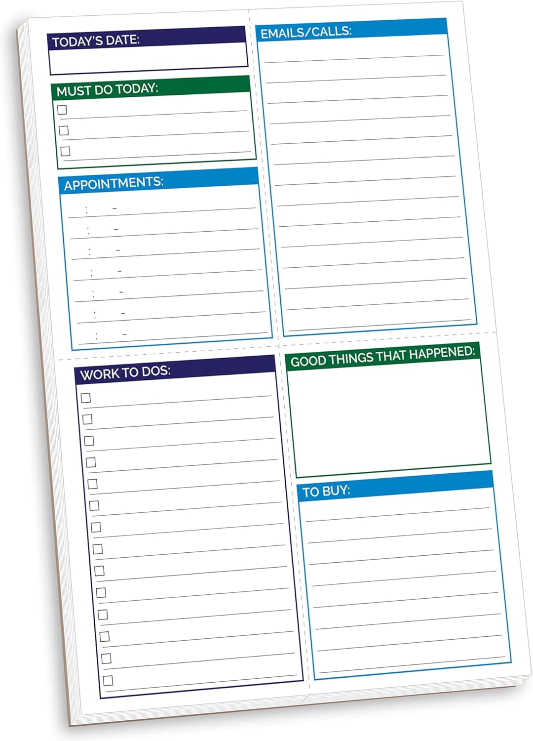 bloom daily planners Pocket Pad - To Do List Notepad for Work -Undated Tear-Off Organizer for Goals, Tasks, Notes - Double Sided Daily Planning Pad, 80 Sheets - 6” x 9”