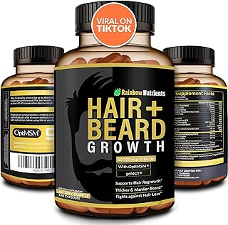 Hair + Beard Growth Vitamins for Men | Biotin 10,000mcg, Collagen, Patented OptiMSM®, goMCT®, Saw Palmetto | 60 Day Supply | Naturally Regrow Stronger, Thicker, Healthier Hair & Stops Hair Los