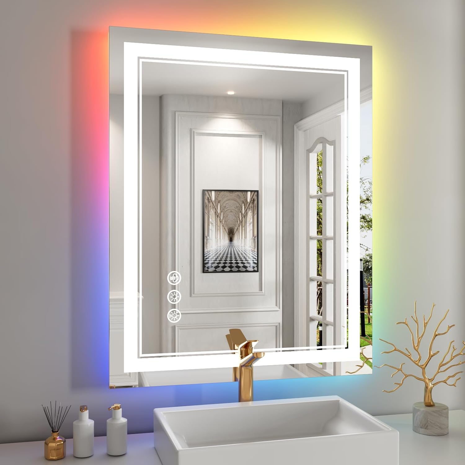 24x30 Inch RGB LED Bathroom Mirror with Lights