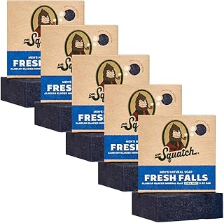 Dr. Squatch Men's Bar Soap - 5-Pack Fresh Falls - All Natural Bar Soap for Men - 5 Bars of Soap - Smell like a Crisp Forest Waterfall