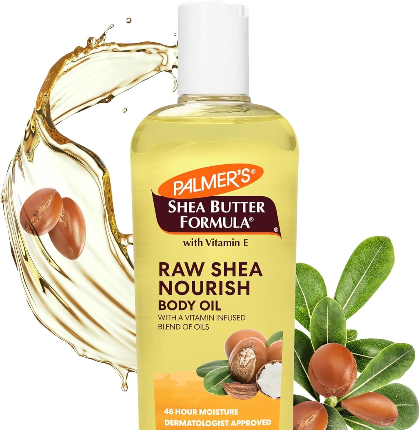 Palmer's Shea Butter Formula Raw Shea Nourish Body Oil with Vitamin E, 250ml - Deep Moisturizing & Hydrating Body Oil for Dry Skin, Bath, Shower & Massage.