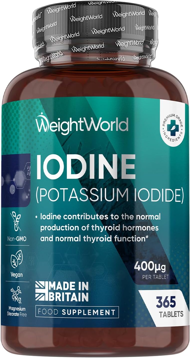 Iodine Tablets - 400mcg - 365 Vegan Tablets (1 Year Supply) - 1 per Day