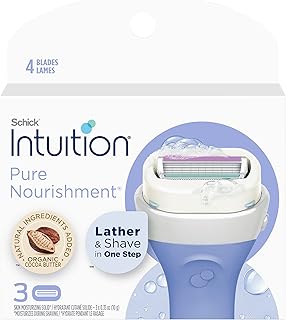 Schick Intuition Pure Nourishment Womens Razor Refills with Coconut Milk and Almond Oil, 3 Count (Pack of 1)