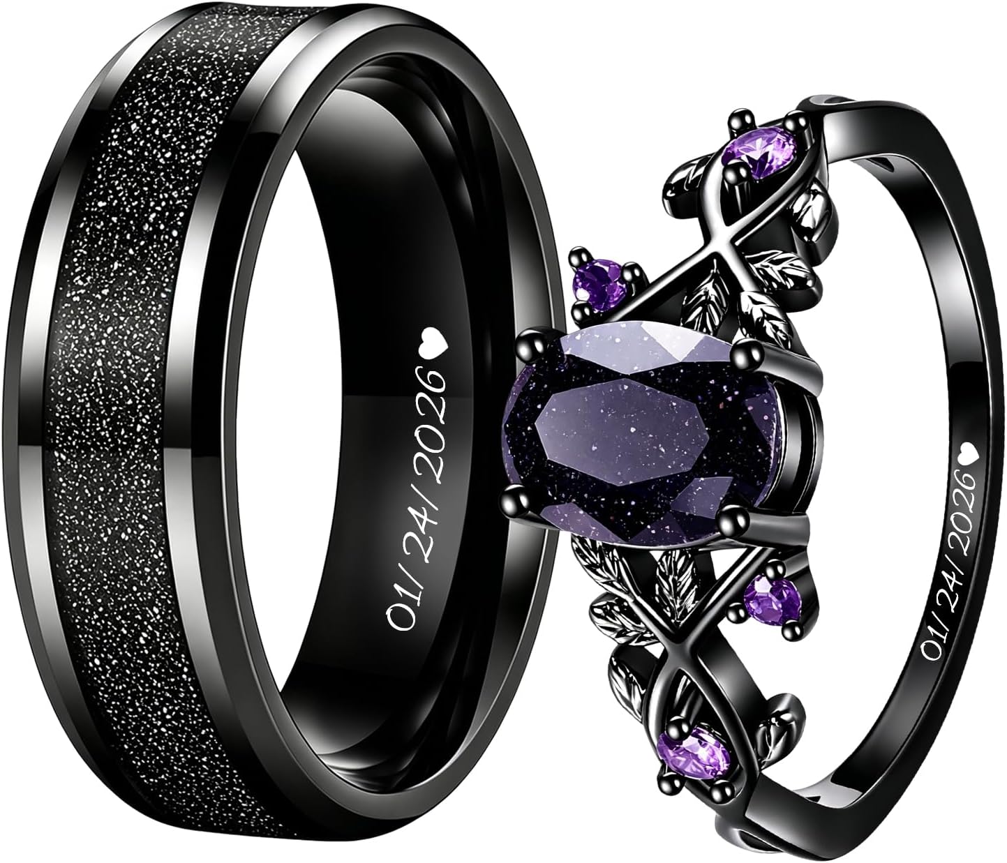 Personalized Promise Rings for Couples Custom Couple Rings His and Hers Wedding Ring Sets 2 PCS Engagement Gift