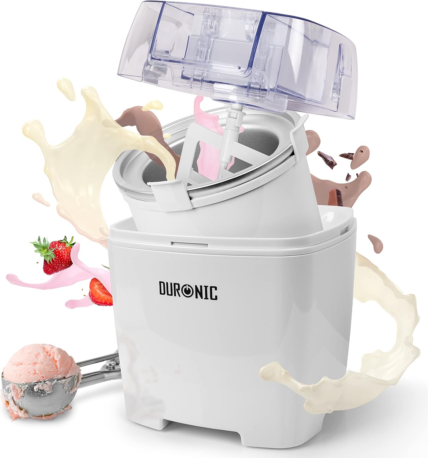 Duronic Ice Cream Maker Machine IM540 Homemade Gelato, Sorbet, Frozen Yoghurt Maker, Soft Serve Dessert Makers, Fresh Creamy Icecream in 30 Min, Compact Portable Design, Ideal for Family Home Recipes