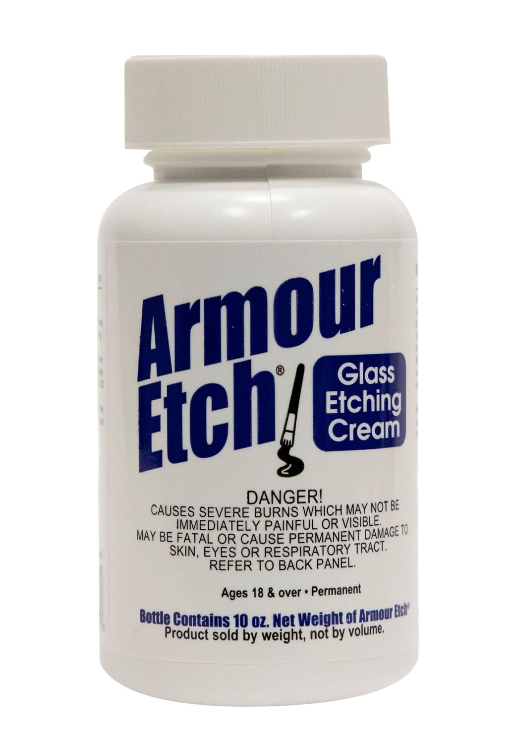 Armour Etch Glass Etching Cream 10 oz Net Weight - Permanent Frosted Effect