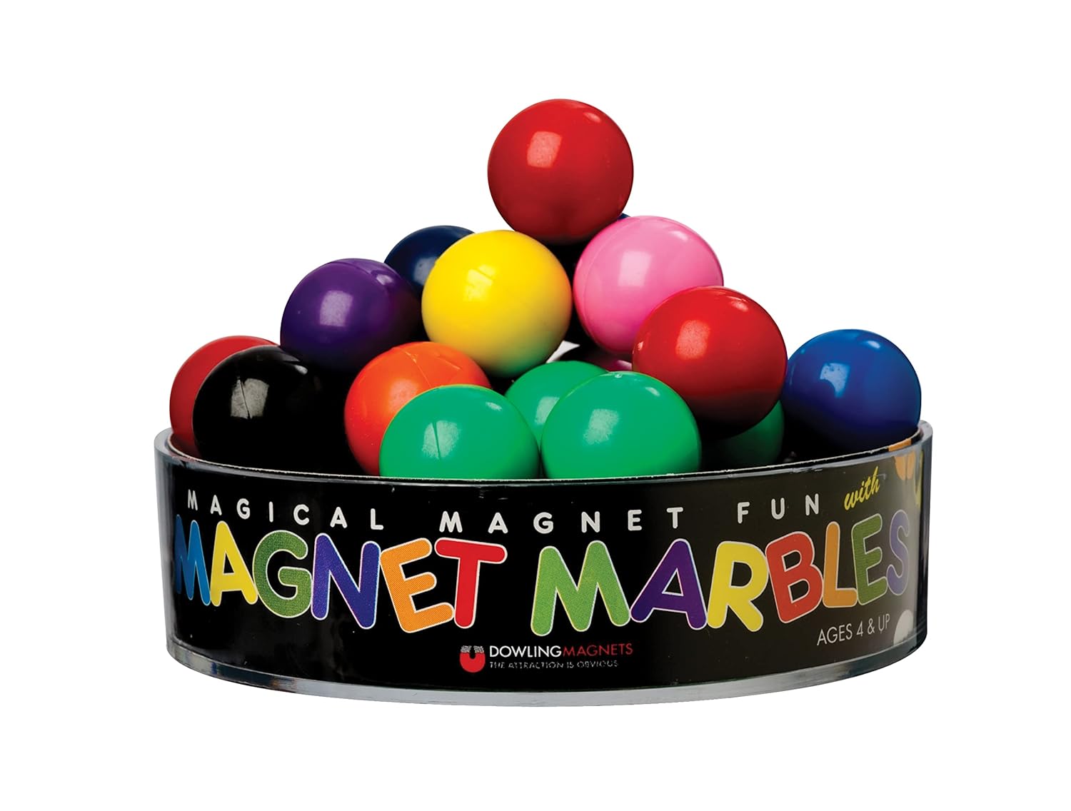 Dowling Magnets - 736606 Magnet Marbles (.63 inch in Diameter), Clear Dish, Small, Set of 20