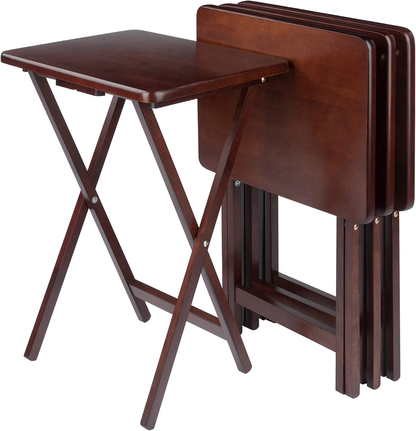 Winsome Alex Set of 4 Foldable Snack Tables, Walnut, 26"
