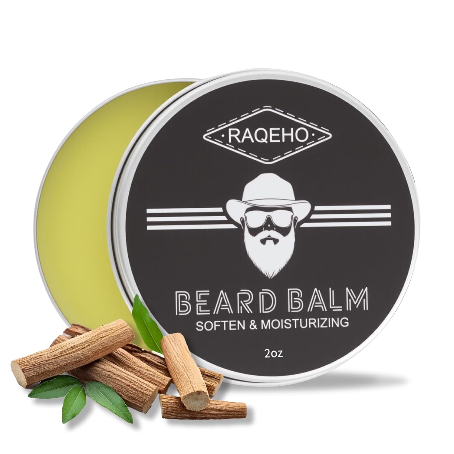 2oz Beard Balm for Men - Mustache Wax Mens Beard Leave In Conditioner Butter Wax Cream Softener Shea Moisturizer Grooming Styling Dandruff Treatment Maintenance Gifts Care Products(Sandalwood)