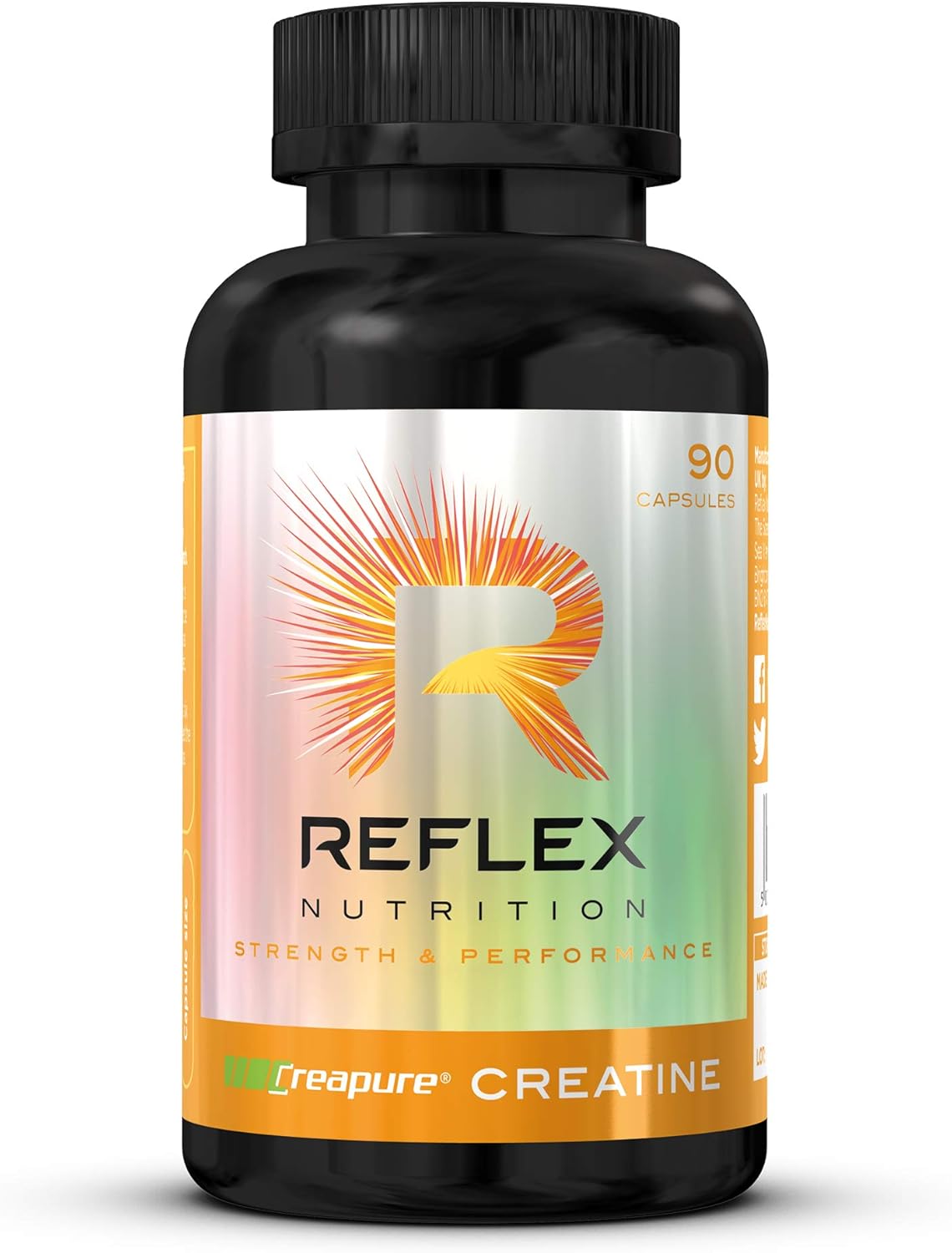 Reflex Nutrition Creapure® Creatine Monohydrate Capsules - Performance Enhancing Creatine Tablets for Strength, Muscle Gains & Recovery (90 Creatine Capsules, 45 Servings - 700mg Creatine Monohydrate)