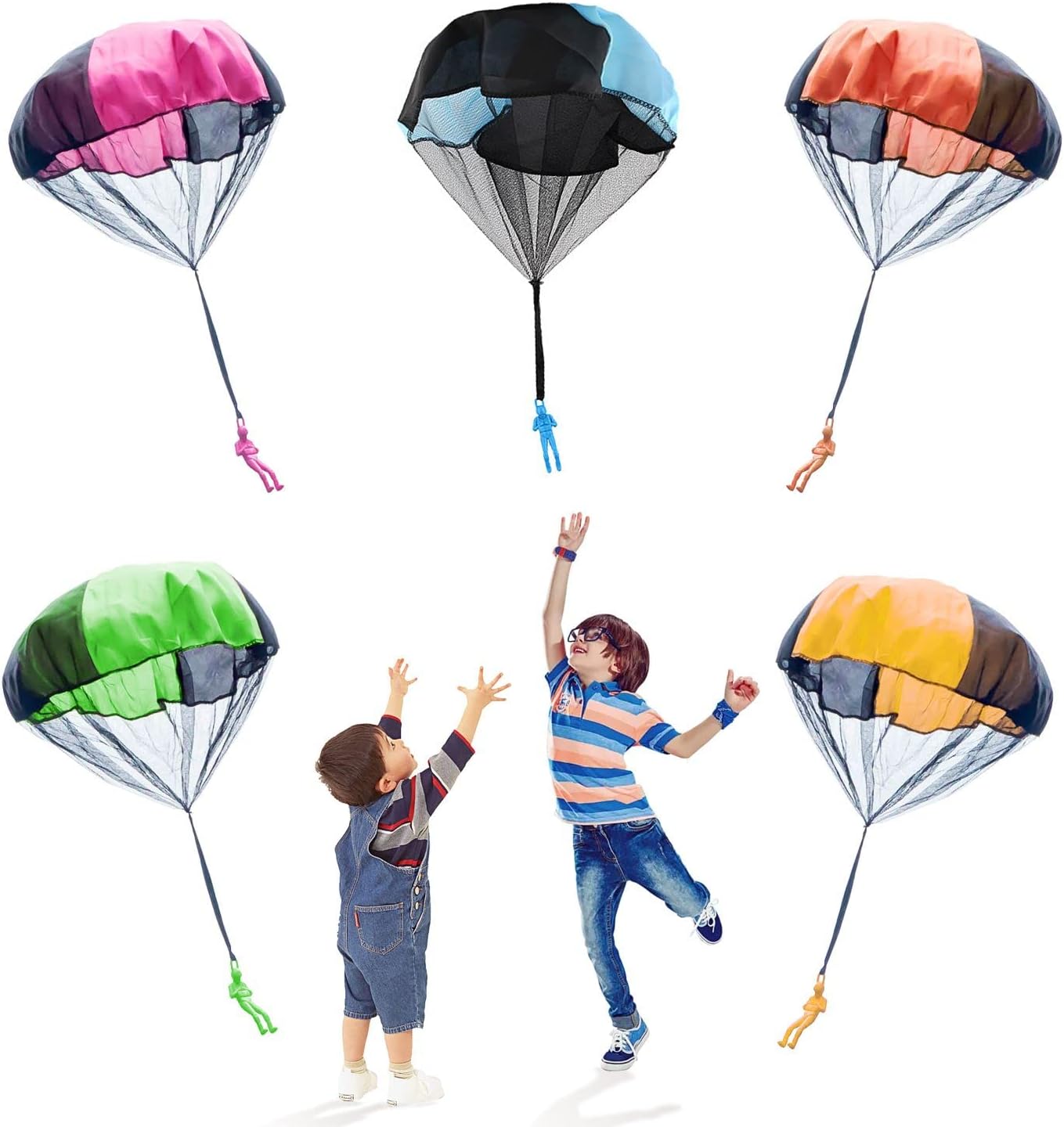 5 parachute toys, parachute thrower toy set, outdoor kite landing man toy, children's garden game, for children's outdoor games