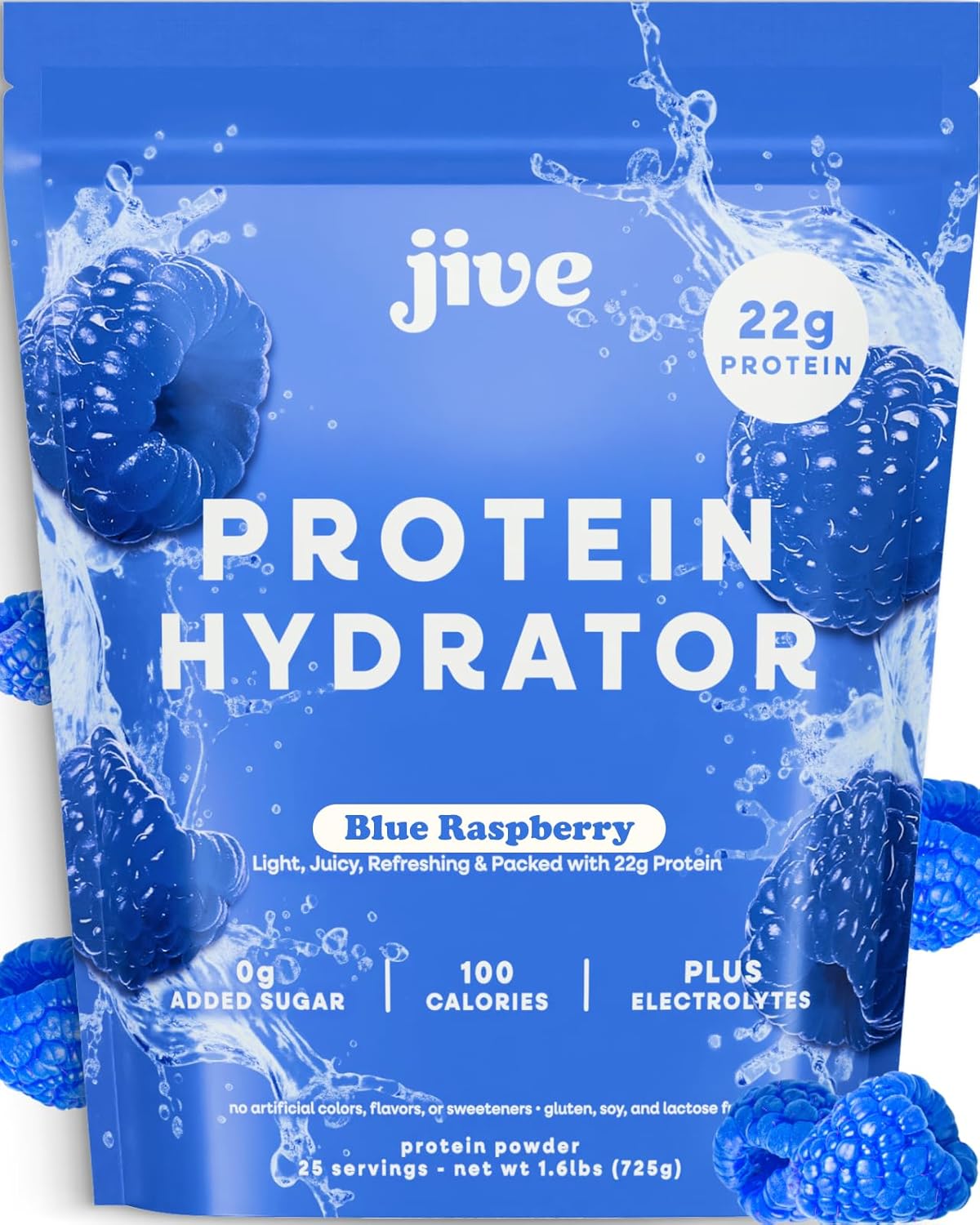 Jive Clear Protein Powder - 22g Grass-Fed Whey Isolate, 25 Servings - Blue Raspberry - 895mg of Electrolytes - Zero Added Sugar - Clear Drink Protein Water & Juice