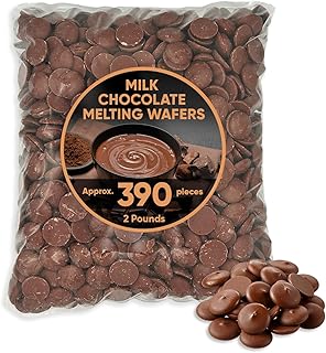 Melting Chocolate Candy Melts Milk Chocolate - 2 Pounds approx 390 pieces Melting Wafers Milk Chocolate Candy Melts - Perfect for Baking, Dipping, and Chocolate Fountain - Milk Chocolate Discs for Candy Making and Melting