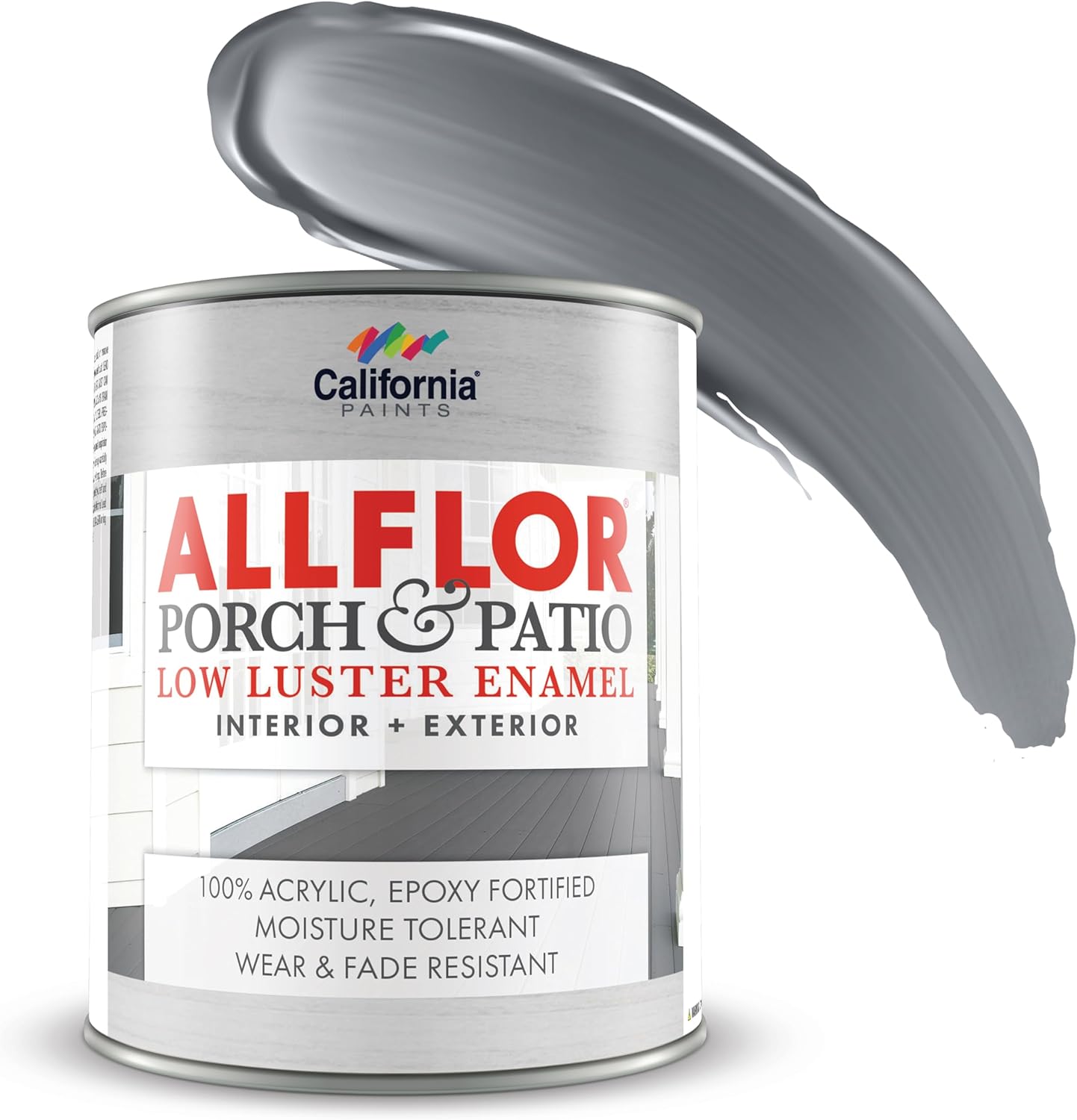 CALIFORNIA PAINTS ALLFLOR Porch, Patio and Floor Enamel Paint, Deck Gray, 1 Quart, Extremely Durable Water-Based Formula, Ideal for Patios, Pool Decks, Basements & More