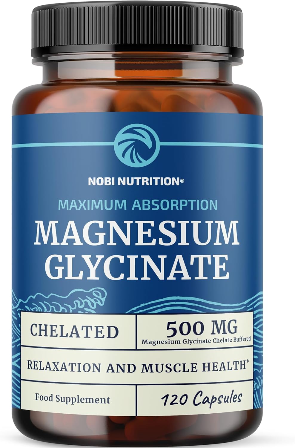 Magnesium Glycinate 500mg | Chelated for High Absorption | Muscle Relaxation, Bones, Heart, Nerve, Rest & Calm Support for Women & Men | Magnesium Chelate Supplement & Bisglycinate Complex | 120ct